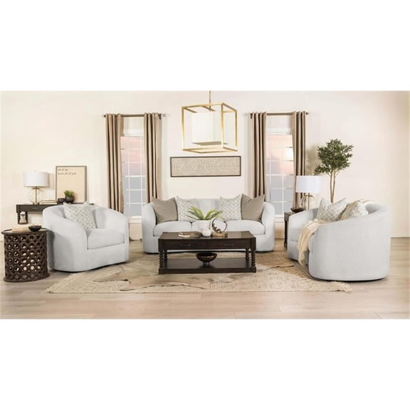 Maklaine 3-piece Modern Fabric Upholstered Tight Back Living Room Set Latte