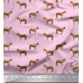 thumbnail image 1 of Soimoi Pink Japan Crepe Satin Fabric Horse & Dot Animal Print Fabric by the Yard 44 Inch Wide, 1 of 3