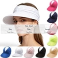 thumbnail image 2 of HONHUZH Summer Hats Womens Twisted Ruched Open Top Sun Visor Hat Ponytail Hole Summer Sports Cap, 2 of 4