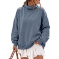 thumbnail image 2 of GZWYHT Mock Neck Sweatshirt Women High Neck Sweatshirt Oversized Hoodie Fashion Clothing Baggy Hoodie Plus Size Mock Neck Sweatshirt Long Sleeve Sweatshirt Hiking Clothes For Blue M, 2 of 9