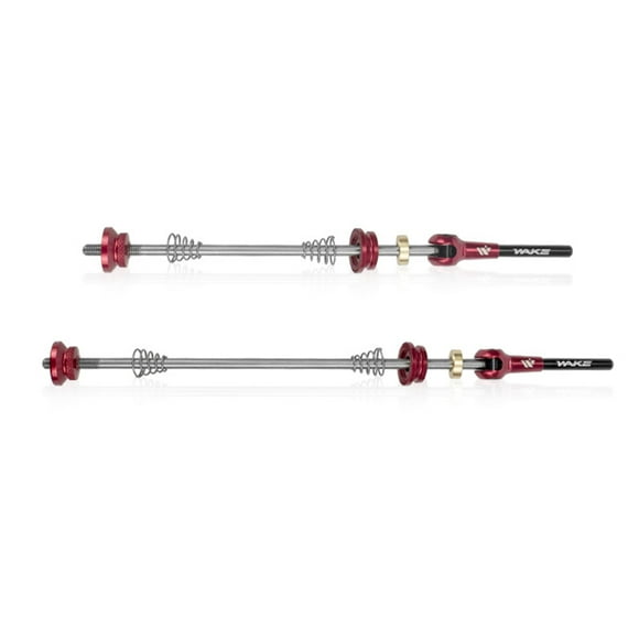WAKE Ensemble de Brochettes Légères en Alliage de Titane à Dégagement Rapide pour Vélo - Modèle HQ-01 en Options Rouge Vif, Noir Ou Argent, Construction Durable en Aluminium-Titane, Longueurs avant et Arrière : 19,2 cm et 23 cm,