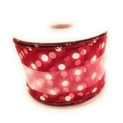 Red w/White Polka Dots Sheer Wired Ribbon