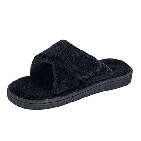 

Clarks Womens Adjustable Slide Slipper JMS0784T - Plush Comfy Terry Lining - Indoor Outdoor House Slippers For Women (11 M US Black)