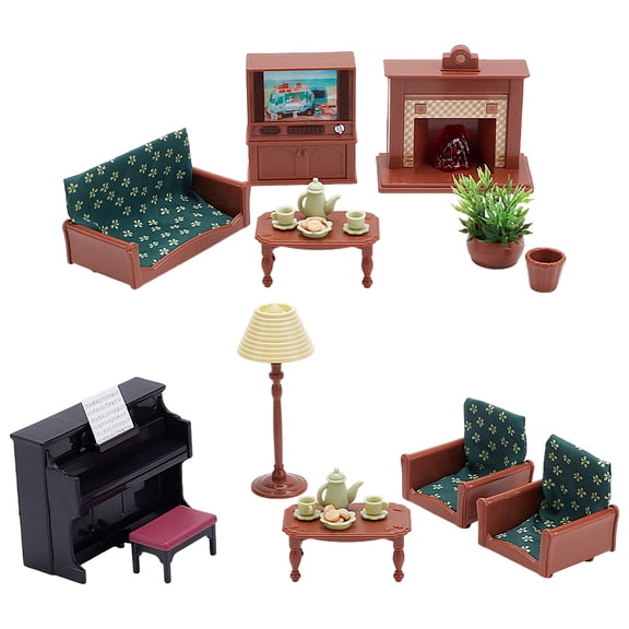 2 Sets Dollhouse Furniture Set Miniature Furniture Mini House Accessories Decoration Mini Piano Mini Sofa for Dollhouse Decor Home