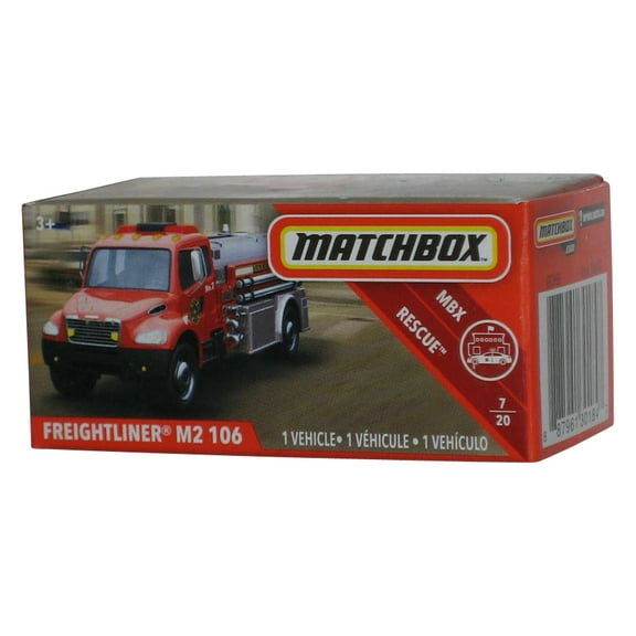 Matchbox MBX Rescue 7/20 Freightliner M2 106 (2018) Power Grabs Box Red Toy Truck 48/100