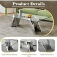 thumbnail image 2 of Modern 3-Piece Glass Coffee Table and End Table Set, High-Transparency Tempered Glass Top and Irregular Stainless Steel Double Base, Cocktail Table, for Living Rooms, Reception Areas, 2 of 6