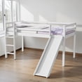 thumbnail image 3 of Tcbosik Twin Size Low Loft Bed with Slide, Wood Bed Frame with Ladder and Guardrail, Easy Assembly, White, 3 of 11