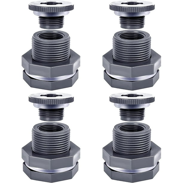 nipocaio PVC 3/4 Inch Bulkhead Fitting with Plugs Rain Barrel Connector ...