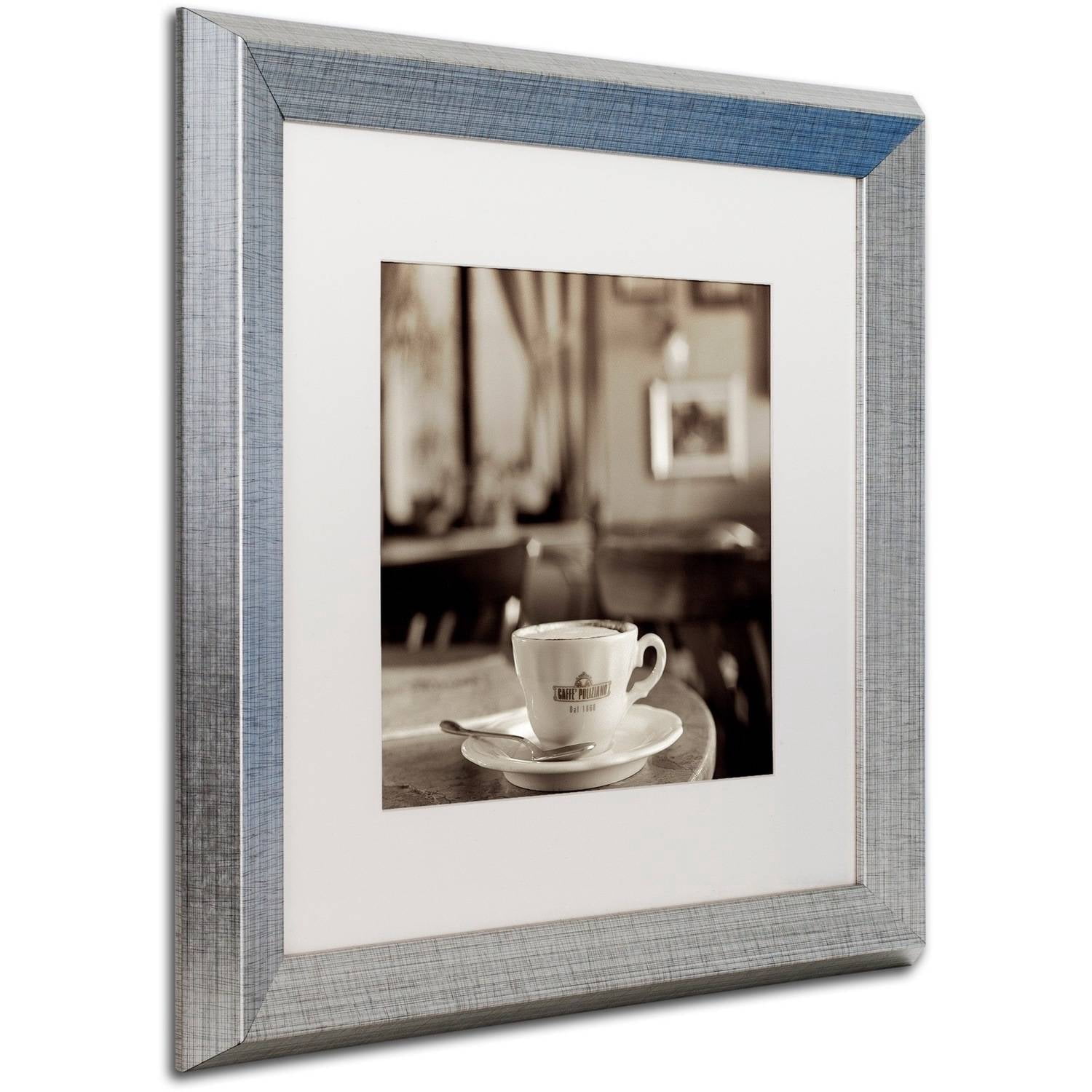 Trademark Fine Art "Tuscany Caffe IV" Canvas Art by Alan Blaustein, White Matte, Silver Frame