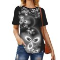 thumbnail image 1 of Pompotops Mode Femmes Col Rond Impression Manches Courtes T-Shirt Chemisier Tops, 1 of 4