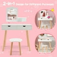 thumbnail image 6 of Costway Kid Vanity Table Chair Set with Mirror Large Storage Drawers Wooden Legs White, 6 of 10
