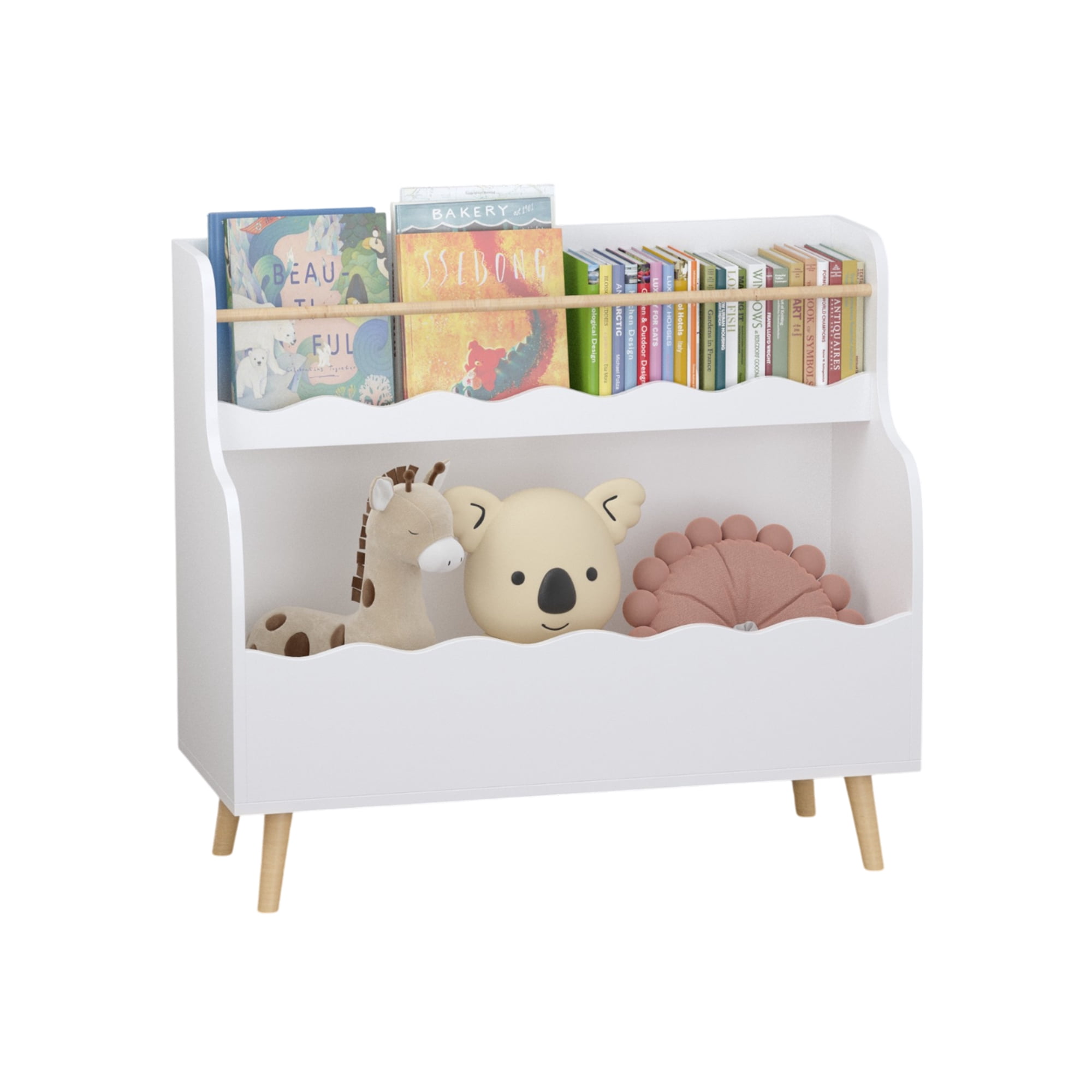 Kids Toy Storage Bookshelf & Organizer,Book Organizer,Toy Storage Cabinet Organizer for Bedroom,Living Room,White