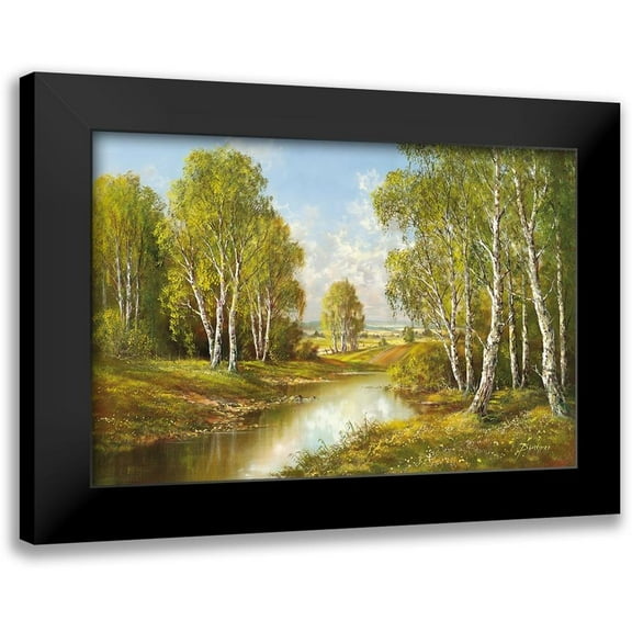Buchner, H. 14x11 Black Modern Framed Museum Art Print Titled - BIRCHES IN SPRINGTIME