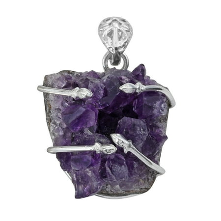 - Artisan Crafted Rough Cut Amethyst Sterling Silver Pendant without Chain TGW 68.