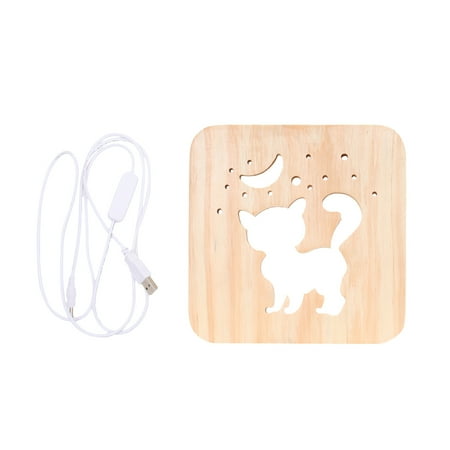 

Wood Cat Night Light USB Desk Lamp Simple Solid Wood Craft Decoration (Burlywood Cat)