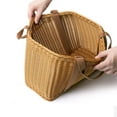 thumbnail image 6 of Imitation Rattan Woven Storage Basket with Handles for Home Organization, Picnic, Camping, Grocery Shopping, and Outdoor Use, Durable Plastic Weaving Design, 6 of 7
