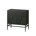 thumbnail image 4 of 2 Door Wooden Cabinet With Metal Legs - Black Finish, For Living Room, Entryway, Dining Adjustable Shelves, Vintage Inspired Accessory, Easy To Assemble Legs, Painted Minimalist Design, Shelf,, 4 of 6