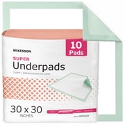 McKesson Super Underpads, Incontinence Bed Pads, Moderate Absorbency, 30 in x 30 in, 10 Ct