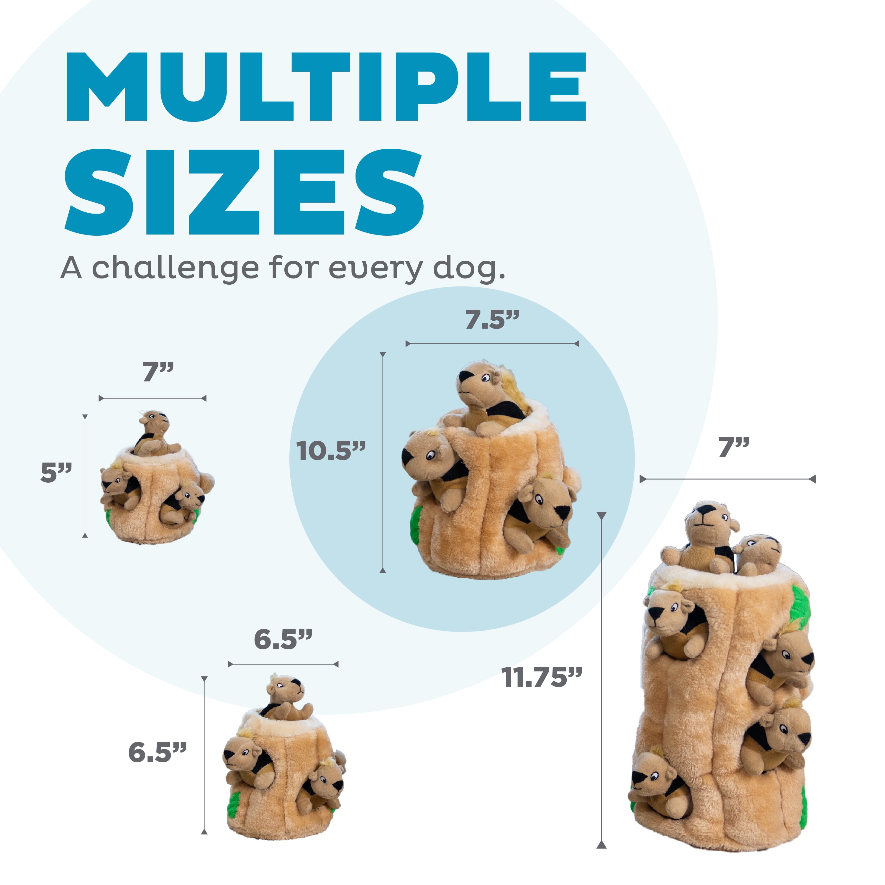 Outward Hound Hide-A-Squirrel Dog Toy – Interactive 2‑in‑1 Plush Puzzle with 3 Squeaky Removable Squirrels, Large
