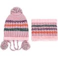 thumbnail image 4 of Conjunto de gorro y bufanda de punto para mujer, gorro de invierno cálido y grueso con pompón de ganchillo y dobladillo para exteriores., 4 of 4