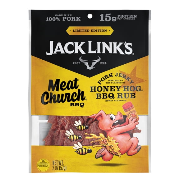 Jack Link's & Meat Church Honey Hog BBQ Pork Jerky, 2 Ounce