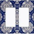 thumbnail image 6 of Metal Light Switch Plate Cover Mandala Blue White Floral Pattern Damask MDL072, 6 of 13