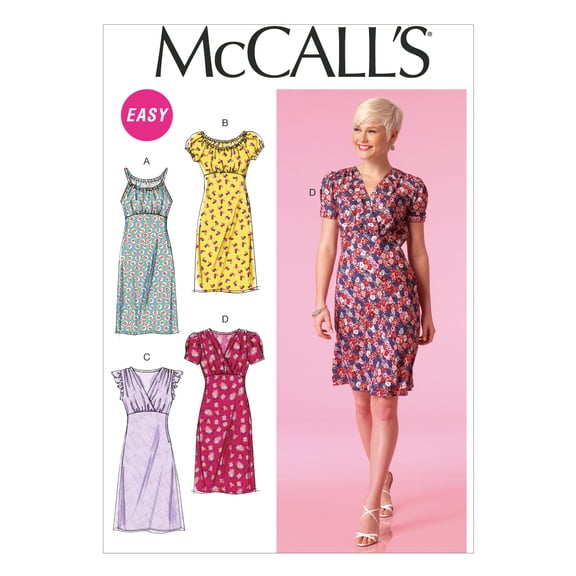 McCalls Ladies Easy Sewing Pattern 7116 Gathered Bodice Dress