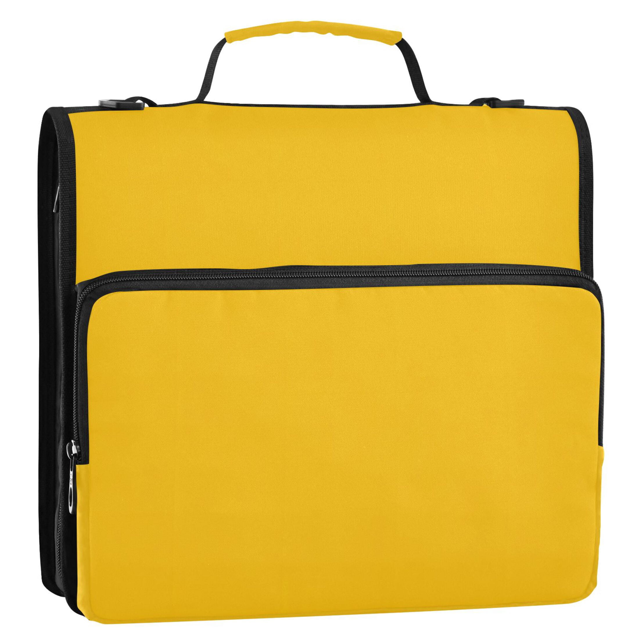 ALAZA Zipper Binder Solid Yellow 3 Ring Trapper Keeper File Folder Organizer Bag