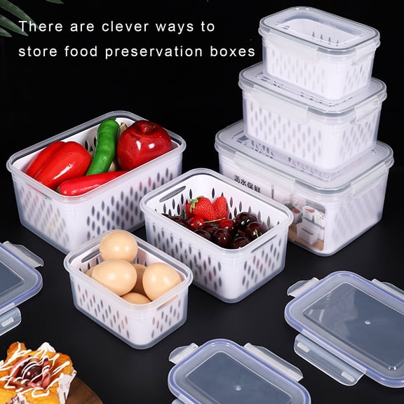 SunRoad 3Pcs Fruit Storage Containers Food Grade BPA Free Large Capacity Good Sealing Easy to Clean Fruit Vegetable Storage Boxes with Lid