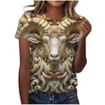 thumbnail image 2 of Drses Women's Round Neck Animal Relief Printed Short Sleeved Top Outdoor Daily Casual Short Sleeve Tee Shirt, 2 of 5