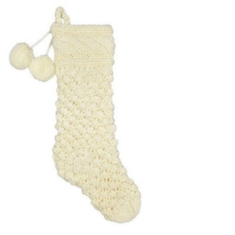 *NWT Wondershop Target Christmas Stocking Textured Cream Ivory with Gold Dots 