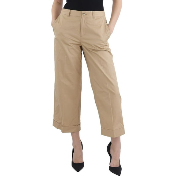 Lauren Ralph Lauren Women's Pleated Cotton Twill Cropped Pants Birch Tan