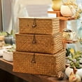 thumbnail image 4 of GoXteam Natural Seagrass Bin with Lid Set of 3, Shelf Baskets Multipurpose Container for Decoration, Rectangular Household Storage Boxes for Home Organization, 4 of 7