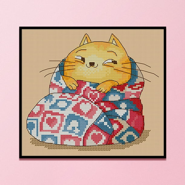 Cuadros Decorativos 11CT punto de cruz parcial invierno gato estampado DIY bordado 30x28cm (1332) Ndcxsfigh Nuevos Originales