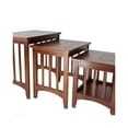 thumbnail image 2 of 3 Piece Nesting Table with Plank Tabletop and Slatted Sides, Oak Brown- Saltoro Sherpi, 2 of 5