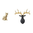 thumbnail image 1 of Majestuosa escultura de animales, adorno artesanal con figura de cabeza de gato y ciervo, pieza de resina coleccionable estilo bohemio, decoración par, 1 of 8