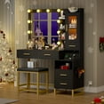 thumbnail image 2 of Dnxao Vanity Desk, LED Lighted Mirror, Makeup Vanity Table and RGB Storage Cabinet and Chair, Black, 2 of 7