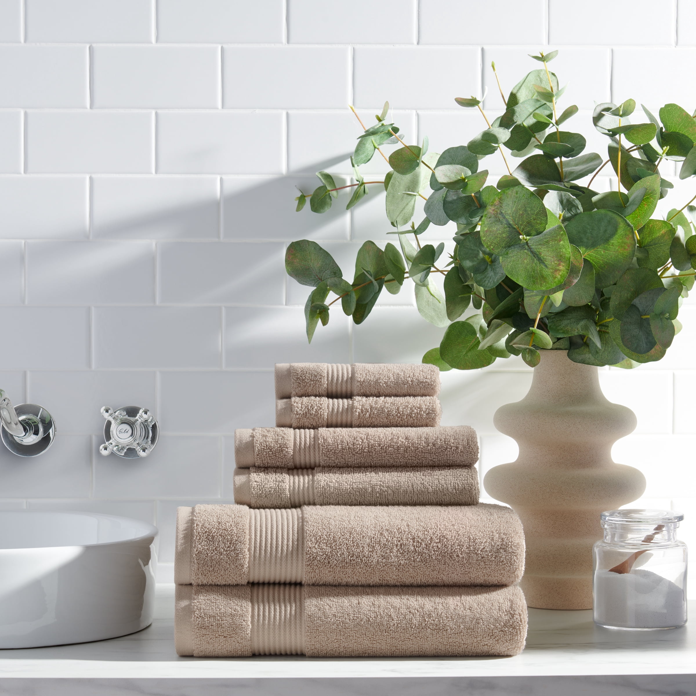 Host & Home Cotton Hand Towels (Bulk Case of 60) - 16x28 in., Soft & Absorbent - Latte Beige