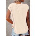 thumbnail image 2 of Merokeety Women Short Sleeve Round Neck Solid Casual Blouse Apricot X-Large, 2 of 4