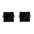 thumbnail image 1 of Gemelos elegantes cuadrados esmaltados en negro con estampado de puntos, 1 of 3