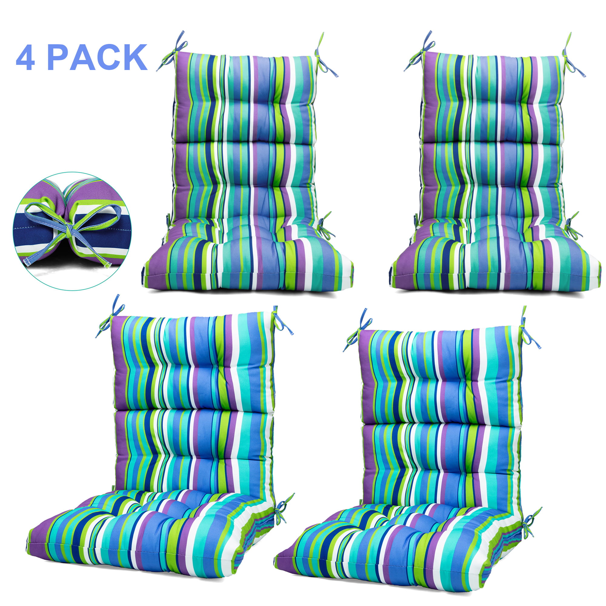 2-Pack Outdoor Dining Chair Cushion Solid Teal High Back 