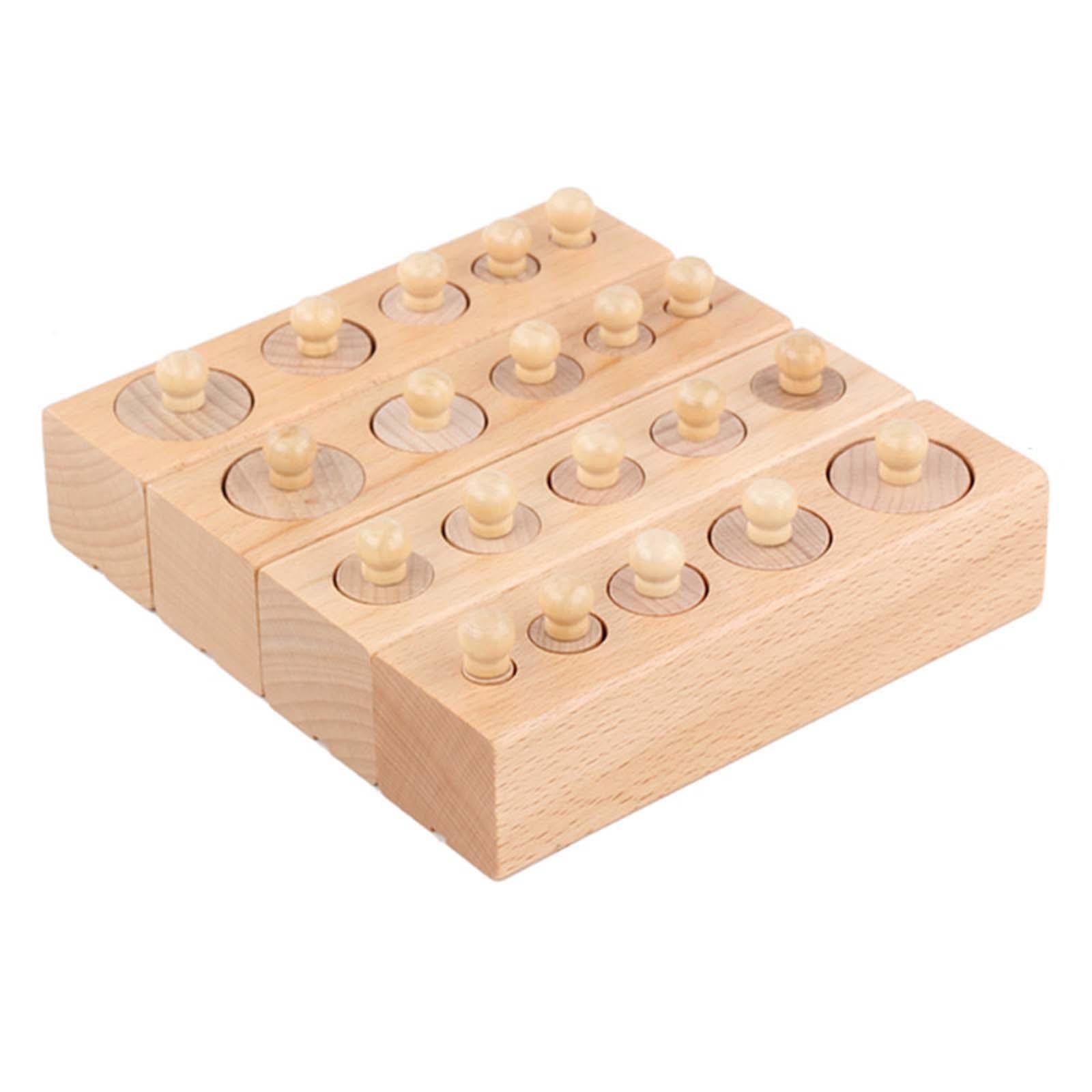 LeeQinersw 4 Pieces Wooden Knob Log Cylinder Blocks Patterning Early Development Board Game