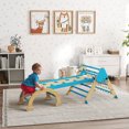 thumbnail image 2 of Qaba 8-in-1 Foldable Pikler Triangle Set with Arch, Ramp and Ladder, Blue, 2 of 10
