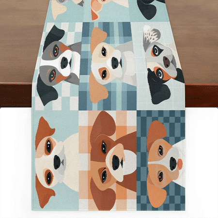 

Qzaxky Table Runner Boho Table Runner Cute Pet Dogs Bohemian Boho Outdoor Table Runner Decoration for Indoor Outdoor Home Dinner Party Wedding Decor 13 x 72 Inch