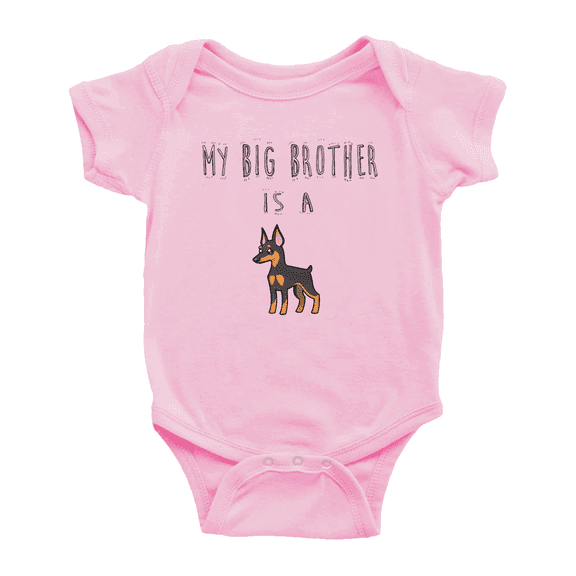 My Big Brother Is A Miniature Pinscher Dog Funny Baby Jumpsuit Boy Girl Unisex