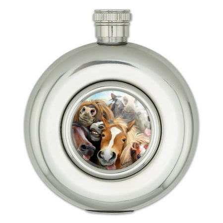 

Horses Selfie Round Stainless Steel 5oz Hip Drink Flask