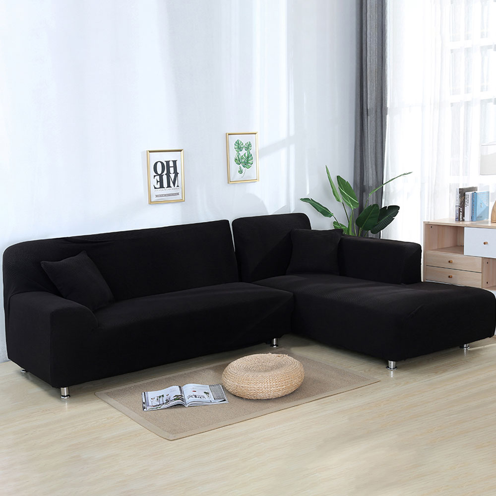Everso 2pcs L Shape Sofa Covers Polyester Fabric Stretch Sectional