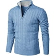 thumbnail image 3 of Suéter tipo polo de manga larga con cremallera de punto y corte ajustado informal para primavera, otoño e invierno para hombre, 3 of 6