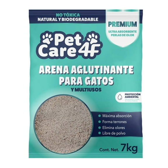Arena para Gato Pet Care 4f Premium Aglutinante y Multiusos 7 kg