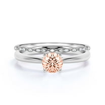 Spectacular And Decorative 1.50 Carat Round Cut Morganite Solitaire Engagement Ring, Wedding Ring, Bridal Set in 10k Solid White Gold, Gift For Her, Promise Ring, Anniversary